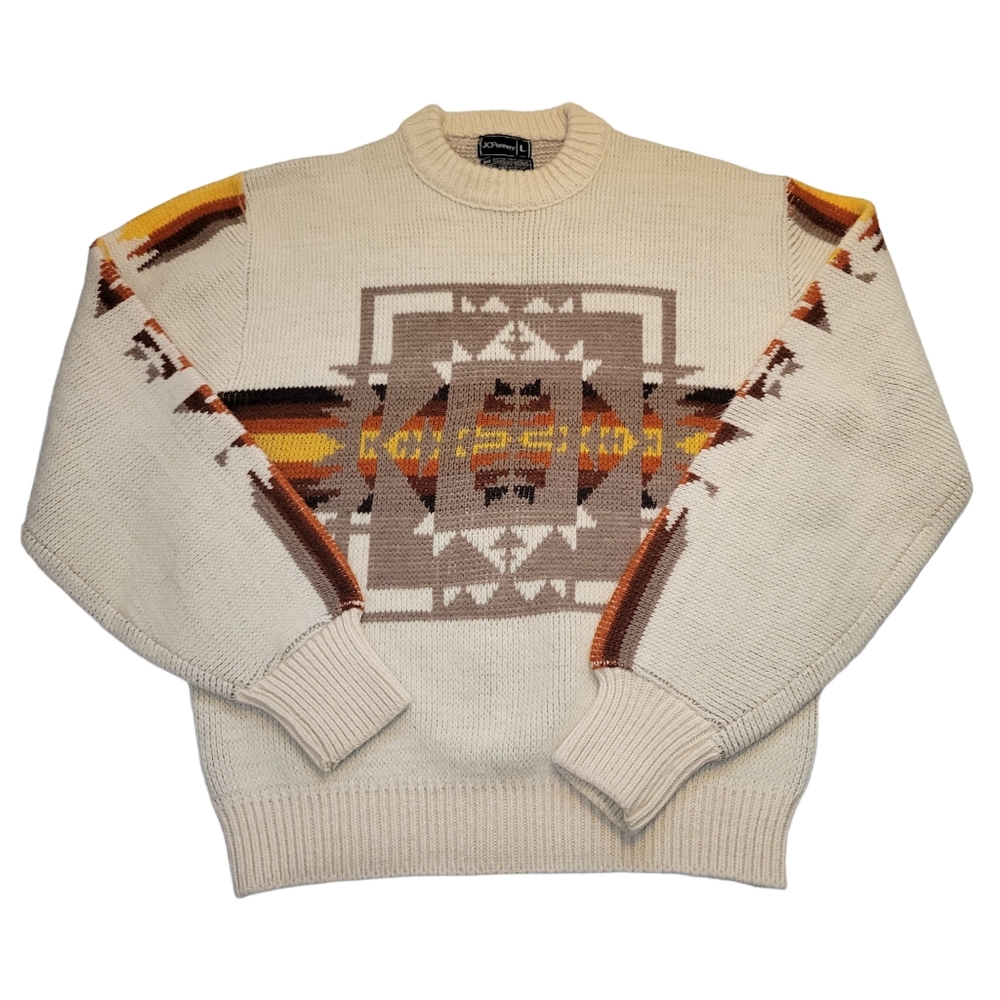JcPenny Vintage 70s Aztec Acrylic Sweater - Picture 2 of 15